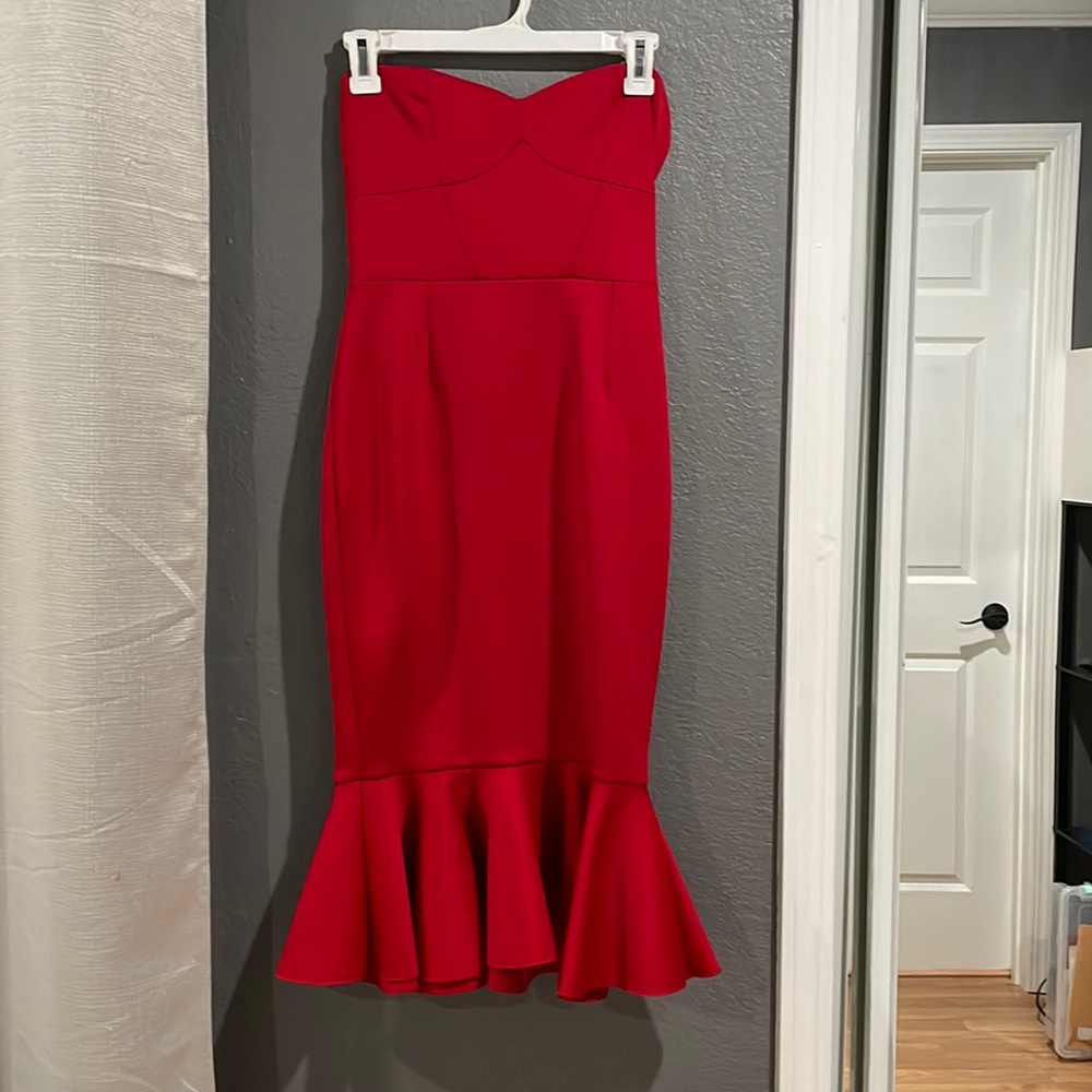 Express, Red bandage strapless dress